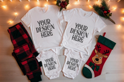 Christmas Family Matching Flat Lay T-Shirt Mockups Product Image 1
