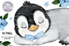 Sweet Baby Boy Penguin 18 PNG clip arts, Watercolor Bundle Product Image 2