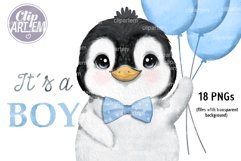 Sweet Baby Boy Penguin 18 PNG clip arts, Watercolor Bundle Product Image 3
