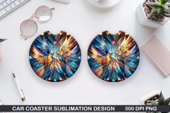 Dove Car Coaster Sublimation, Valentines Coaster PNG Product Image 1