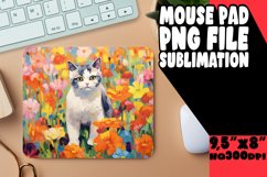 Adorable Floral Kitty Mouse Pad for Print PNG Product Image 1