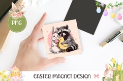 Easter Animals Magnet, Easter Chick Square Coaster PNG Product Image 1