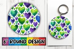 Blissful Round Keychains Sublimation PNG, Heart Product Image 1