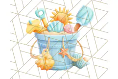 Sky Blue and Sunshine Yellow Summer Clipart PNG, Tropical Product Image 5