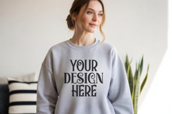 Ash Gildan 18000 Sweatshirt Mockup,G18000 Crewneck Sweatshir Product Image 1
