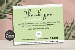 Simple Thank You Card Sage Green Lace Template Editable Product Image 1