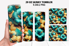 3D Flower Skinny Tumbler 20oz Wrap Design,Flowers Tumble PNG Product Image 1