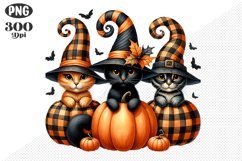 Halloween Cat And Pumpkin Sublimation - Clipart PNG Design Product Image 1