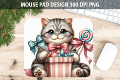 Watercolor Cat Mouse Pad Sublimation - Valentines PNG Product Image 1