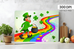 Leprechaun on Rainbow Road with Gold Cutting Board PNG Subli Product Image 1