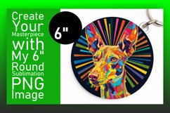 Expressive Colorful Dog Round Design Keychain Sublimation Product Image 1