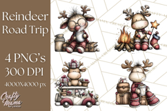 Homespun Christmas Reindeer Roadtrip PNG Clipart Product Image 1