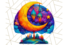 Whimsical Celestial Moon and Stars Clipart Constellation Png Product Image 5
