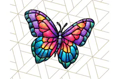 Stained Glass Hearts and Butterflies Clipart PNG Product Image 5