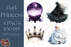 Dark Enchanted Princesses, Gothic Fairy Tale Clipart PNG Product Image 1