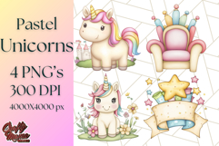 Fairy Tale Unicorn PNG Pastel Magic Clipart, Fantasy Rainbow Product Image 1