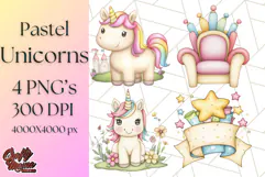 Fairy Tale Unicorn PNG Pastel Magic Clipart, Fantasy Rainbow Product Image 1