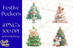 Christmas Tree Clipart PNG Cute Characters for Holiday Craft Product Image 1