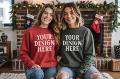 Christmas Gildan18000 Couple Mockup , Couple mockup Product Image 1