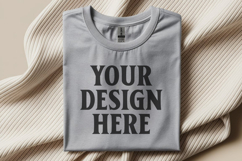 Gildan 64000 Heather Grey Folded Tshirt Mockup Product Image 1