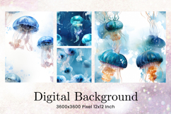 Jellyfish Background Seamless Pattern Digital Paper_65 Product Image 1