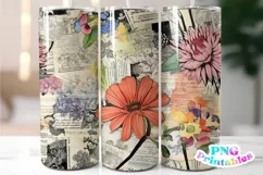 Floral Collage 20 oz Skinny Tumbler Wrap Product Image 1