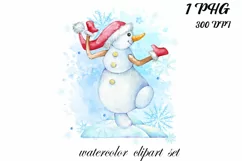 Watercolor Snowman Clipart Christmas Clipart Xmas Winter ill Product Image 1