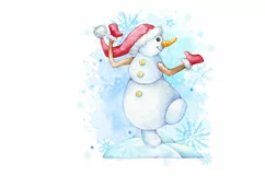 Watercolor Snowman Clipart Christmas Clipart Xmas Winter ill Product Image 2