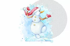 Watercolor Snowman Clipart Christmas Clipart Xmas Winter ill Product Image 4
