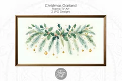 Christmas Garland frame TV Art, Christmas frame TV art Product Image 1