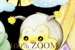 Bee, sun. Watercolor animal clipart PNG Product Image 4