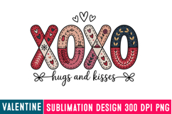 XOXO HUGS AND KISSES Sublimation,Happy Valentine's Day PNG Product Image 1