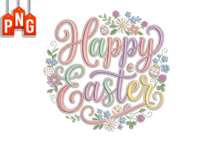 Happy Easter PNG,Happy Easter Sublimation Design Product Image 1