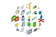 Shared icons set, isometric style Product Image 1