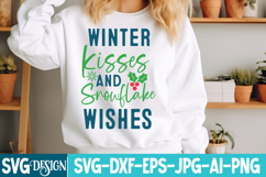 Winter Kisses And Snowflake Wishes SVG Design|Christmas SVG Product Image 1