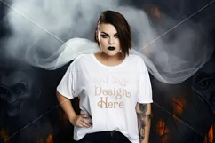 Halloween T-Shirt Mockup Women, White T-Shirt Mockup, d49 Product Image 2