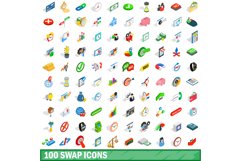 100 swap icons set, isometric 3d style Product Image 1