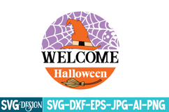Welcome Halloween Round Sign Svg Design,Halloween round sign Product Image 1