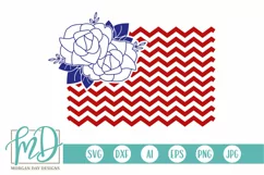 Floral American Flag SVG DXF PNG Cut File Product Image 1