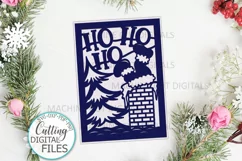 Santa Christmas card papercut svg laser cut cricut template Product Image 1