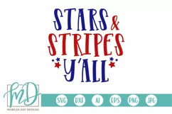 Stars and Stripes Y'all SVG DXF PNG Cut File Product Image 1