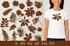 Silhouettes of tropical leaves with leopard print. Sublimati Product Image 1