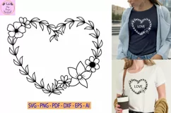Flower Heart Svg Floral Wreath Svg Flower svg Product Image 1