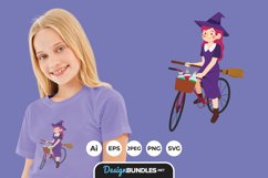 A Cycling Witch for T-Shirt Design Product Image 1
