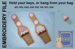 ITH Ice Cream Cone Vinyl Key Fob or Bag Tag - Snap Tab Product Image 2