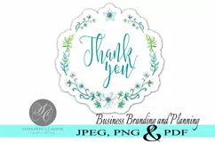 Floral Blue Wreath Thank You Print and Cut Stickers Product Image 1