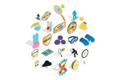 Champion title icons set, isometric style Product Image 1