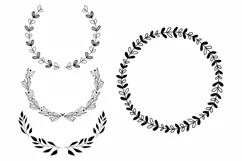 Wreaths Clipart, Hand drawn black design elements, Digital wreath, laurels, leaves and branches, Wedding clipart, Vector Product Image 4