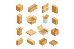 Parcel packaging box icons set, isometric style Product Image 1