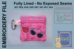Wine Princess Zipper Bag / Fully Lined, 4X4 HOOP Product Image 1